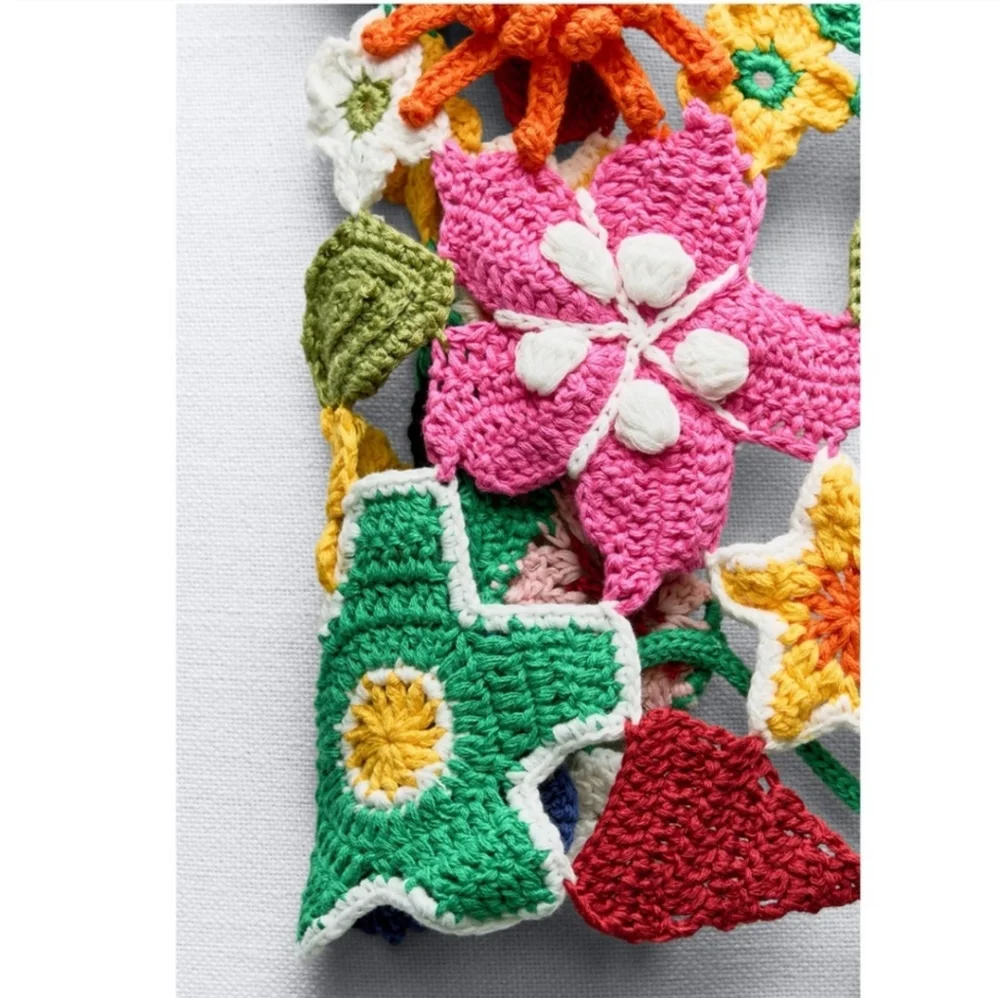 ZARA Colorful Crocheted Floral Open Knit Statement Top In XS/S NWT, RARE - Picture 8 of 16